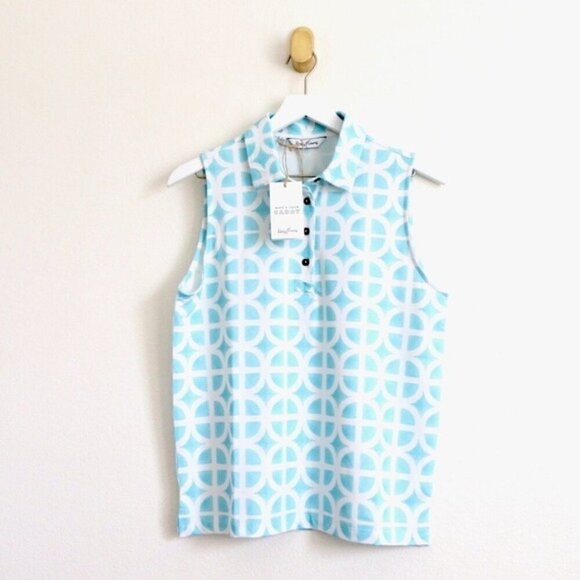 NEW! Kenny Flowers The Maldives Ladies Sleeveless Golf Polo Shirt Blue SZ L - Picture 5 of 11